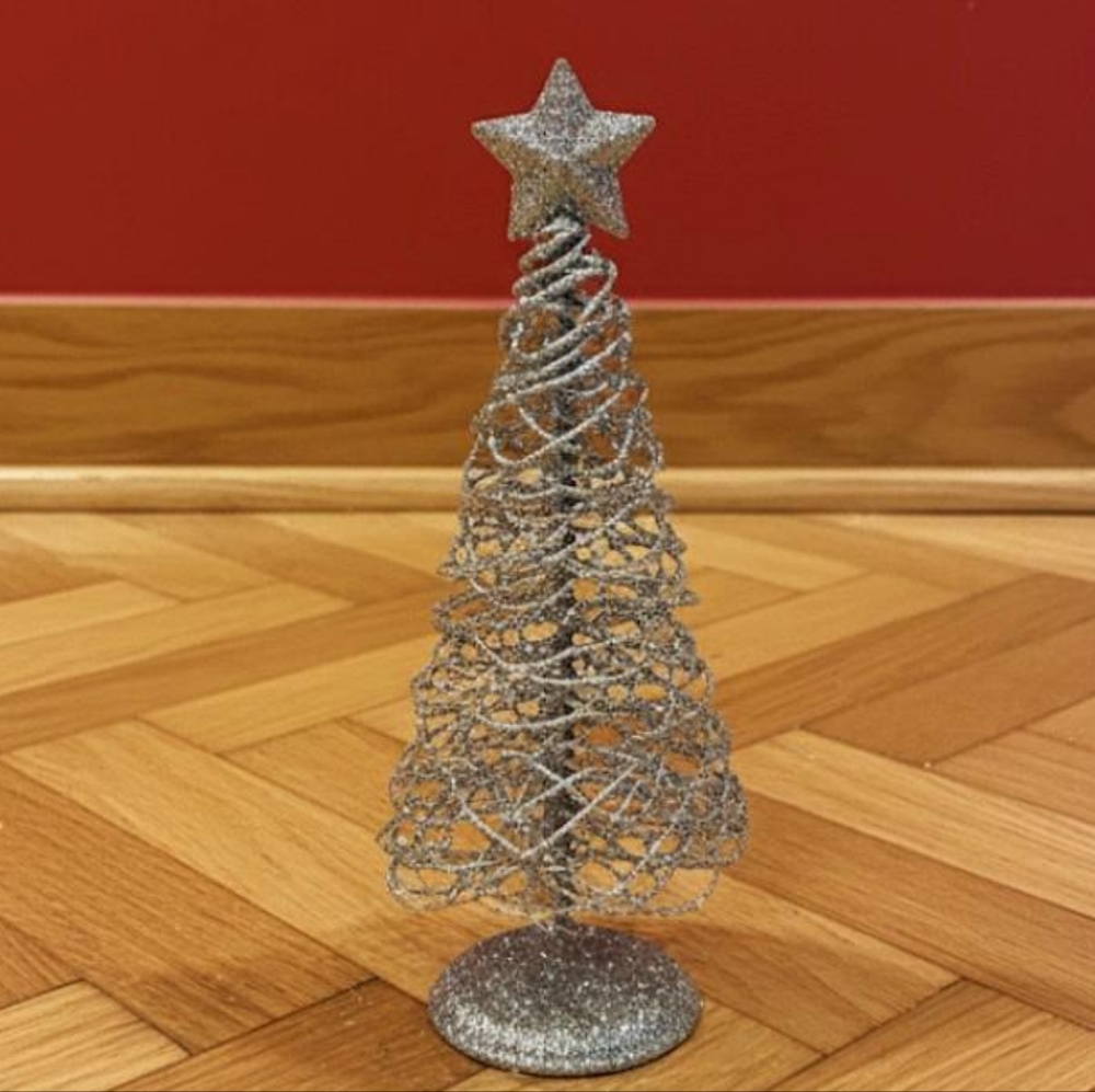 SHIMMERING, APPROX. 10 INCH, SILVER TABLETOP CHRISTMAS DECORATION!